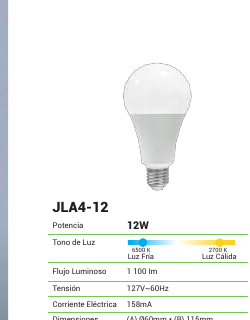 JLA4-12 Foco LED tipo bombilla