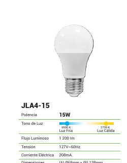 JLA4-15 Foco LED tipo bombilla