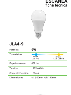 JLA4-9 Foco LED tipo bombilla