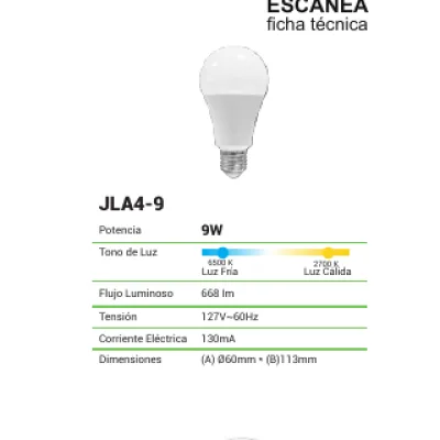 JLA4-9 Foco LED tipo bombilla